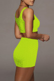 Pink Casual Solid Patchwork U Neck Sleeveless Two Pieces