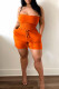 Orange Sexy Casual Solid Backless Strapless Regular Romper