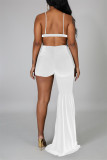Rose Red Fashion Sexy Solid Hollowed Out Backless Spaghetti Strap Irregular Regular Jumpsuits