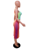 Multicolor Sexy Print Patchwork U Neck Sleeveless Two Pieces