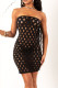 Black Sexy Solid Hollowed Out Patchwork Strapless Pencil Skirt Dresses
