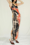 Red Sexy Print Patchwork O Neck Pencil Skirt Dresses