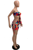 Colour Sexy Print Patchwork Strapless Two Pieces