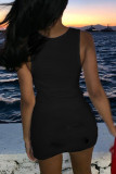 Red Sexy Casual Solid Basic O Neck Vest Dress