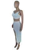 Pink Fashion Sexy Solid Asymmetrical Spaghetti Strap Sleeveless Two Pieces