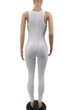 Blue Sexy Solid Patchwork V Neck Skinny Jumpsuits