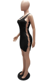 Pink Sexy Solid Hollowed Out U Neck Pencil Skirt Dresses