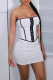 White Fashion Sexy Patchwork Backless Strapless Sleeveless Dress