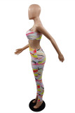 Colour Fashion Sexy Print Backless Spaghetti Strap Skinny Jumpsuits