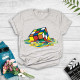 Grey Fashion Casual Print Basic O Neck T-Shirts
