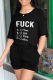 Black Casual Print Patchwork O Neck Short Sleeve Two Pieces