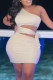 Apricot Fashion Sexy Solid Hollowed Out Backless One Shoulder Sleeveless Dress