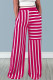 Red Casual Striped Print Patchwork Straight High Waist Straight Full Print Bottoms