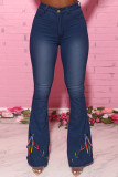 White Fashion Casual Solid Bandage High Waist Regular Jeans