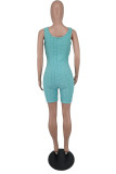 Light Blue Sexy Casual Solid Vests U Neck Skinny Romper