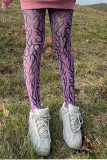 Pink Sexy Print Patchwork Skinny Mid Waist Pencil Full Print Bottoms