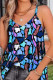 Blue Casual Print Patchwork V Neck Tops