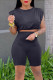 Black Casual Solid Patchwork O Neck Sleeveless Two Pieces