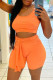 Orange Fashion Casual Solid Vests U Neck Sleeveless Two Pieces