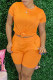 Orange Casual Solid Basic O Neck Short Sleeve Two Pieces