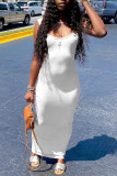 White Sexy Casual Solid Basic O Neck Vest Dress