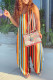 Colour Fashion Casual Striped Print Bandage Spaghetti Strap Loose Jumpsuits