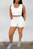 Light Blue Casual Solid Basic U Neck Sleeveless Two Pieces