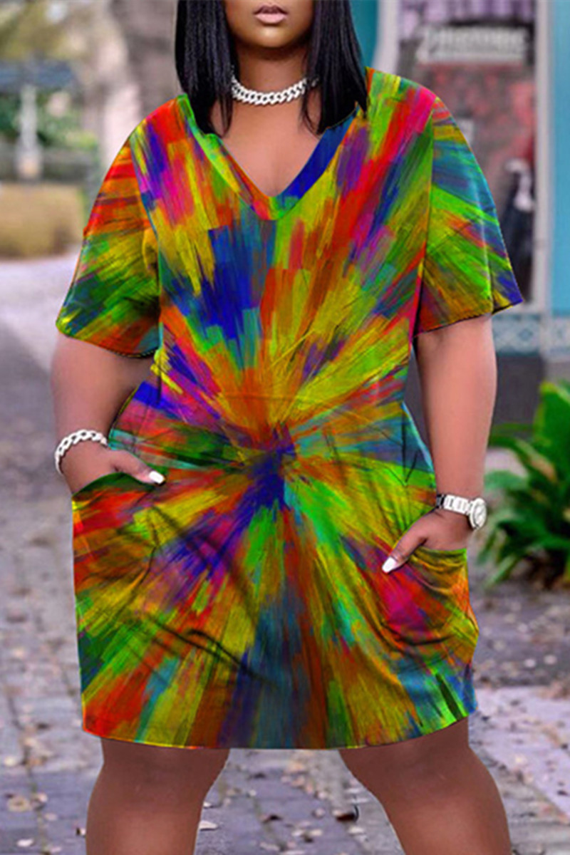 Wholesale7.com US$ 8.71 - Rainbow Color Fashion Casual Plus Size Print ...
