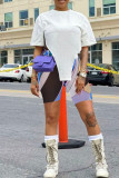 Pink Purple Fashion Casual Print Basic Regular High Waist Shorts