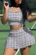 Black Sexy Print Patchwork Square Collar Sleeveless Two Pieces