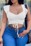 Grey Sexy Casual Solid Bandage V Neck T-Shirts