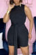 Black Fashion Casual Solid Bandage Slit O Neck Sleeveless Two Pieces