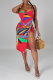 Red Fashion Sexy Print Bandage Backless Swimwears