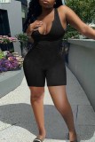 Yellow Sexy Casual Solid Basic U Neck Sleeveless Skinny Romper