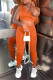 Orange Casual Sportswear Solid Backless U Neck Two Pieces
