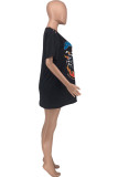 Red Fashion Casual Print Basic O Neck T-Shirts