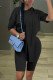 Black Fashion Casual Solid Asymmetrical Spaghetti Strap Short Sleeve Two Pieces