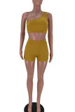 Red Sexy Solid Patchwork Oblique Collar Two Pieces