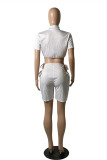 Red Fashion Sexy Solid Bandage Hollowed Out Half A Turtleneck Short Sleeve Two Pieces
