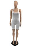 White Sexy Casual Solid Vests U Neck Skinny Romper