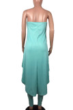 Pink Fashion Sexy Solid Backless Asymmetrical Strapless Sleeveless Two Pieces