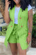 Fruit Green Fashion Casual Striped Print Cardigan Sleeveless Two Pieces