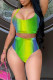 Green Fashion Sexy Print Backless Swimwears
