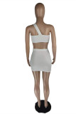 White Fashion Sexy Solid Backless Strapless Sleeveless Two Pieces