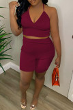 White Sexy Casual Solid Backless Spaghetti Strap Sleeveless Two Pieces