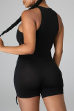 Yellow Sexy Solid Frenulum O Neck Skinny Rompers