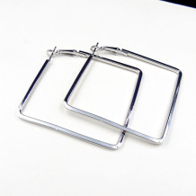 Silver Fashion Solid Hollowed Out Geometric Square Earrings