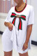 White Street Print Make Old High Opening O Neck Short Sleeve Two Pieces