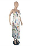 Multicolor Sexy Casual Print Backless Spaghetti Strap Sleeveless Dress
