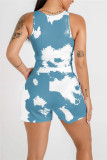 Pink Casual Sportswear Print Vests O Neck Sleeveless Two Pieces